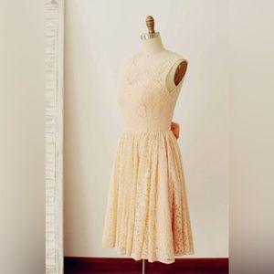 Lace peach fit and flare dress